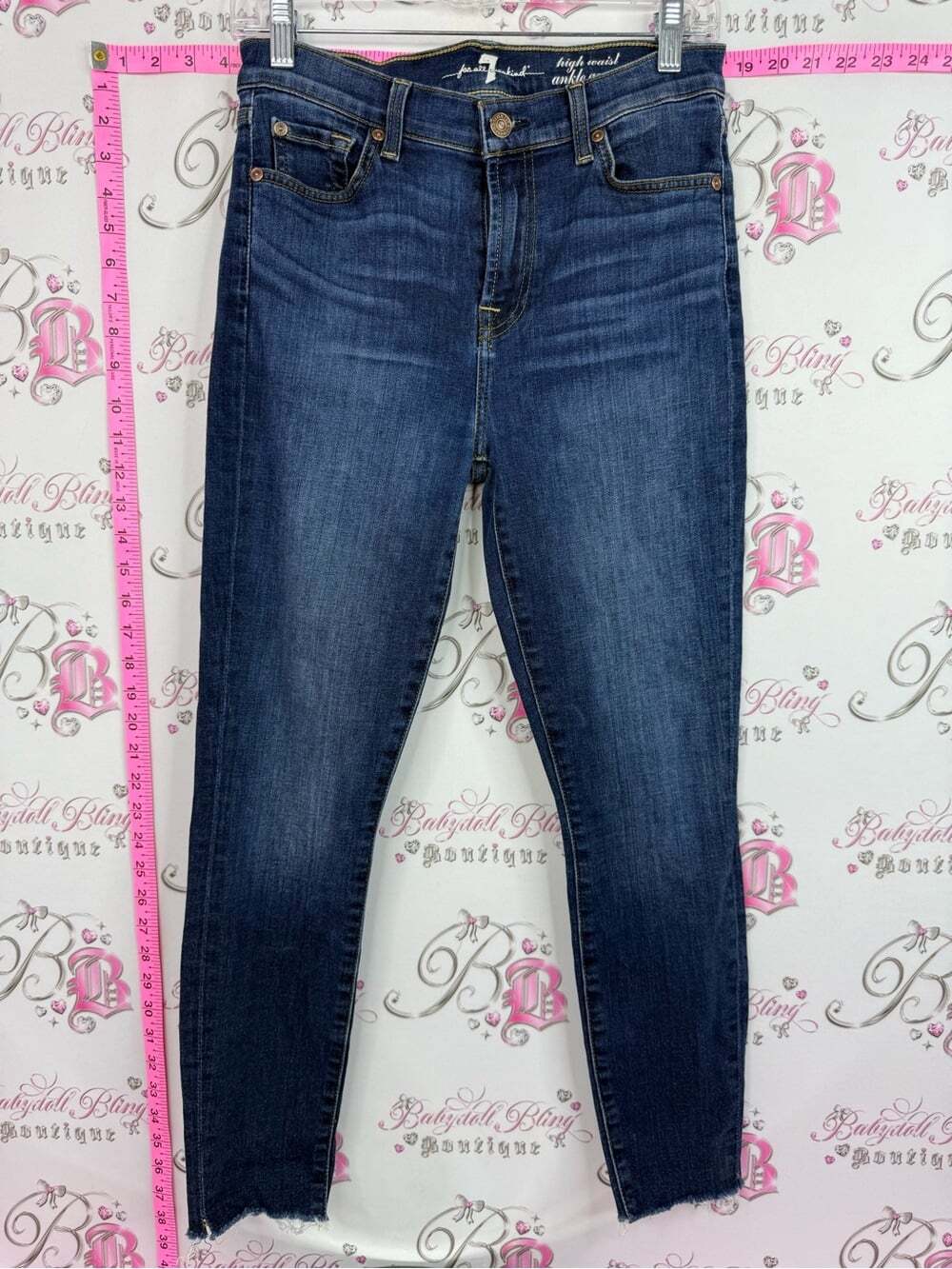 7 For All Mankind jeans bottoms Dark Indigo High-Rise Skinny Jeans